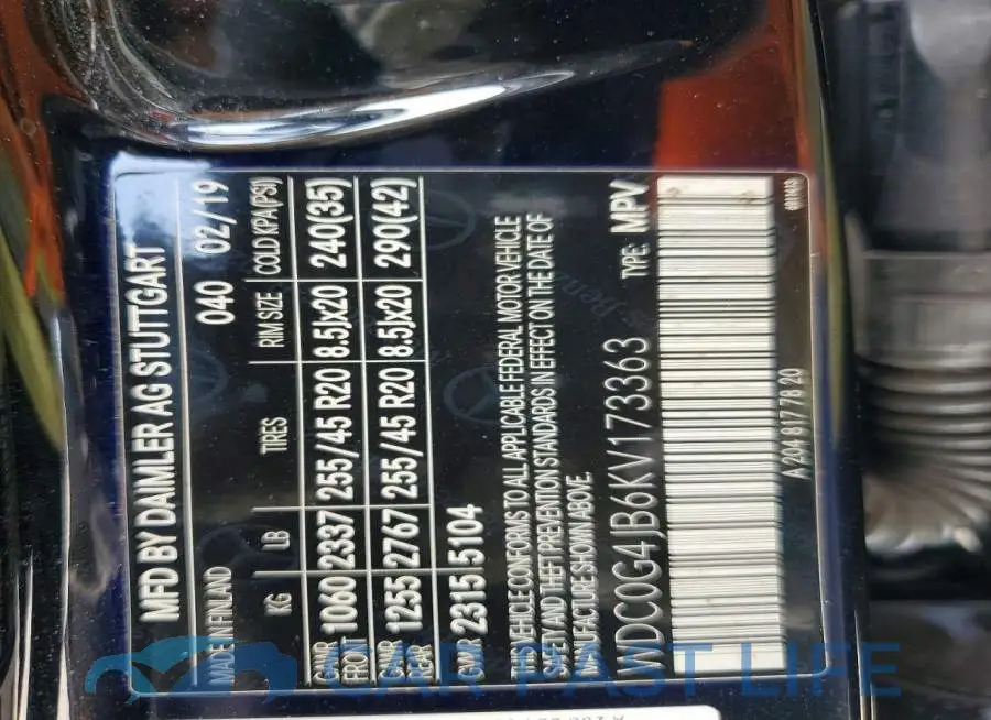 WDC0G4JB6KV173363# 13
