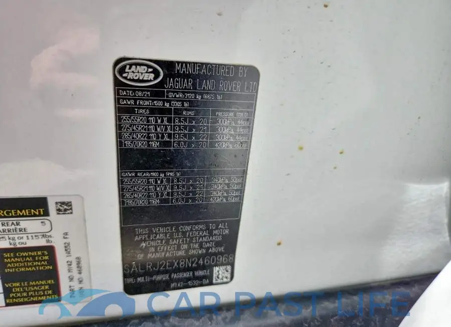 SALRJ2EX8N2460968# 14