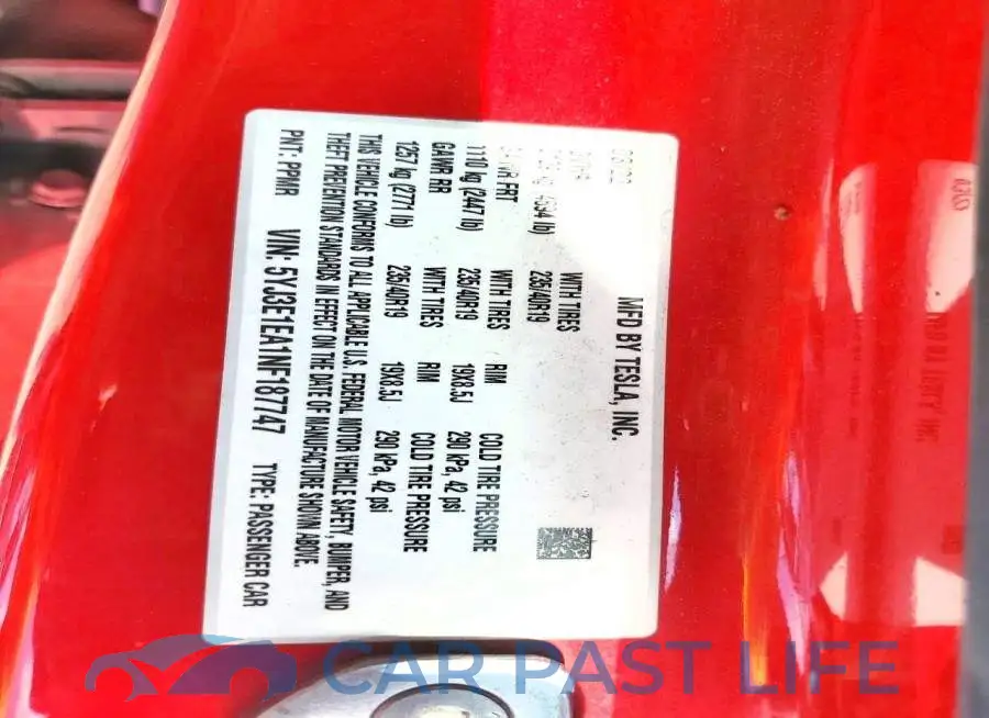 5YJ3E1EA1NF187747# 12