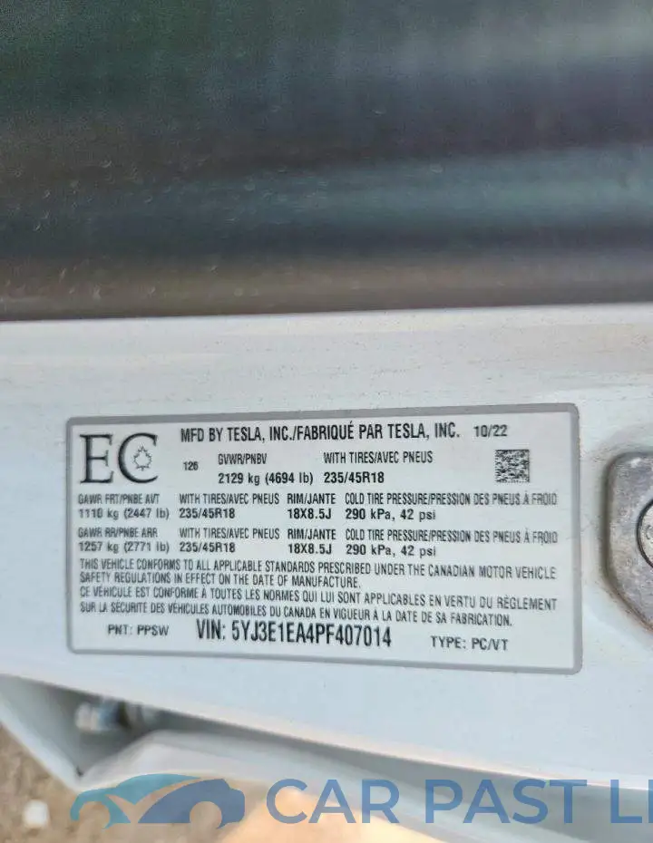 5YJ3E1EA4PF407014# 13