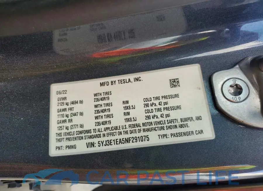 5YJ3E1EA5NF291075# 12
