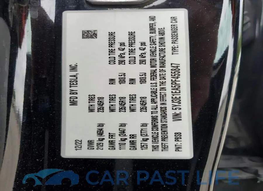 5YJ3E1EA5PF455847# 12