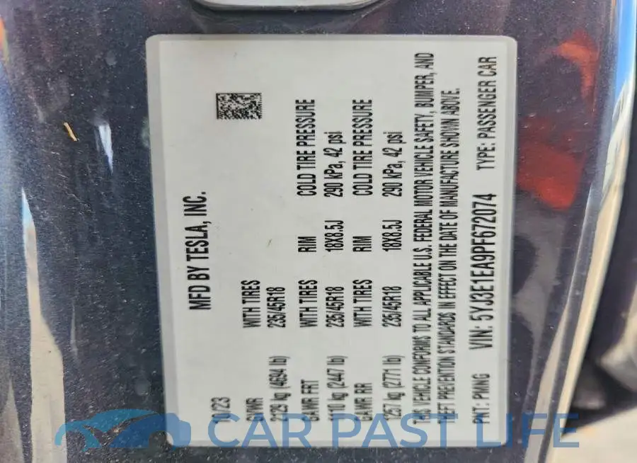 5YJ3E1EA9PF672074# 13