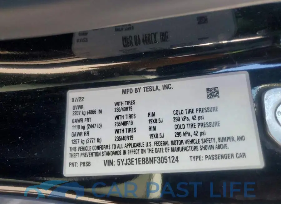 5YJ3E1EB8NF305124# 12