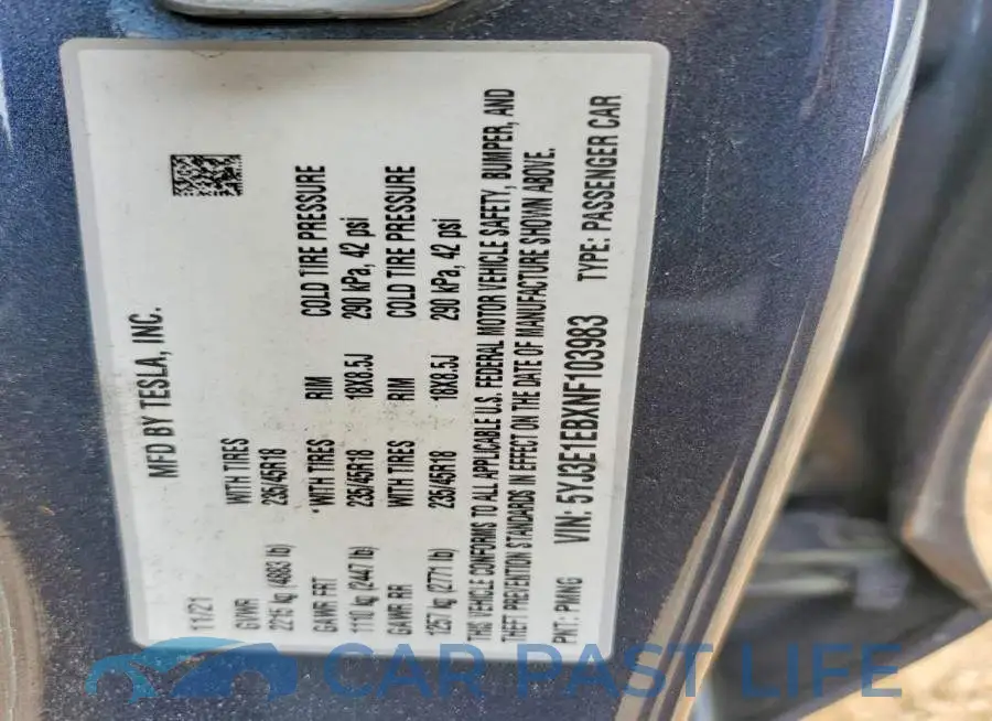 5YJ3E1EBXNF103983# 12