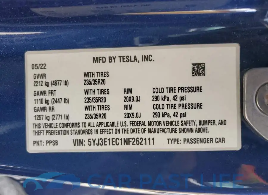 5YJ3E1EC1NF262111# 12