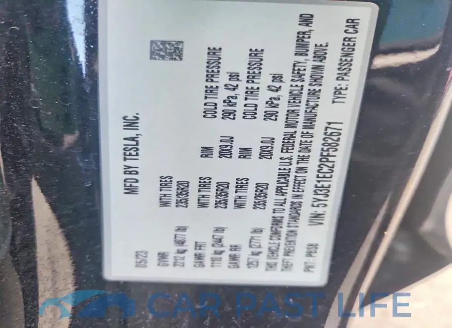 5YJ3E1EC2PF582671# 12