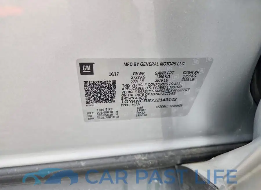 1GYKNCRS7JZ149142# 13