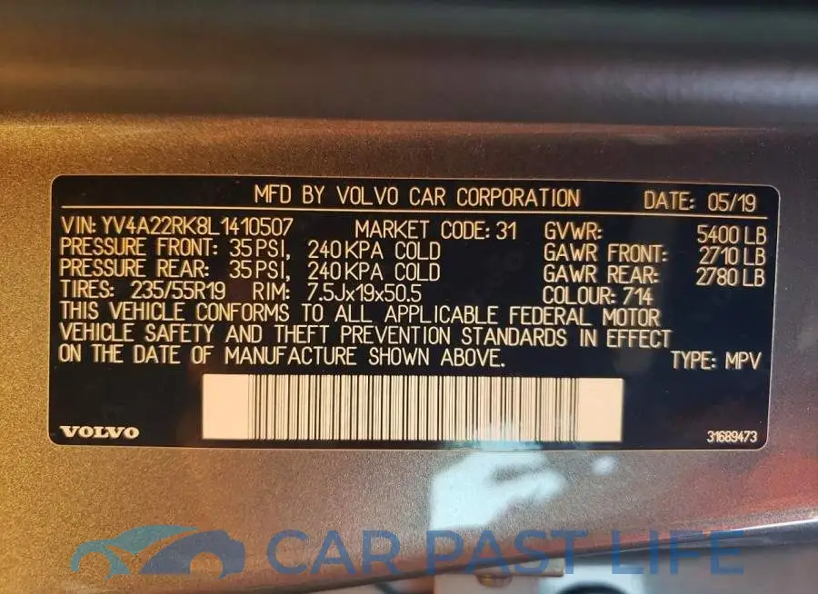 YV4A22RK8L1410507# 13