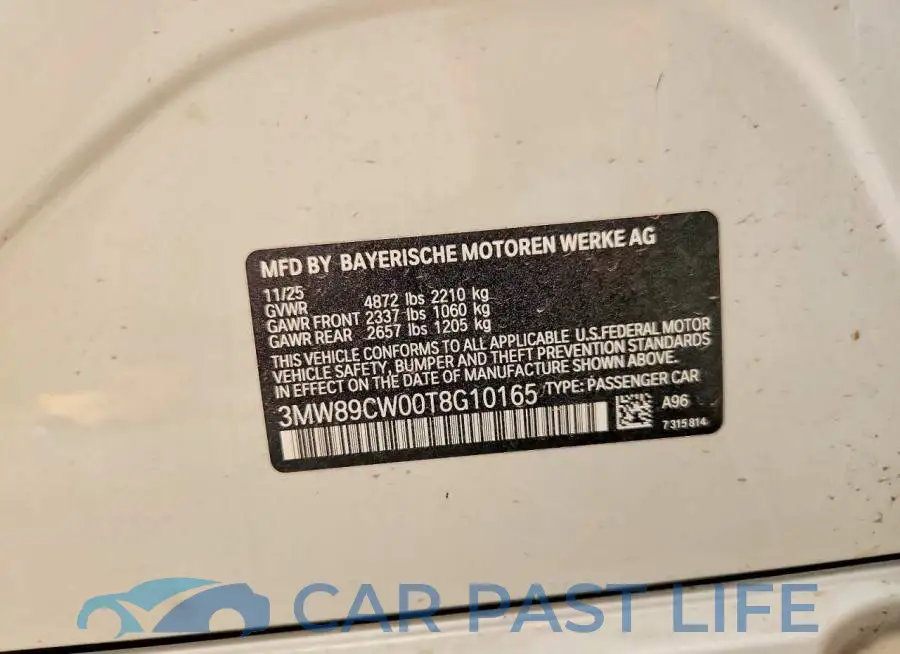 3MW89CW00T8G10165# 12