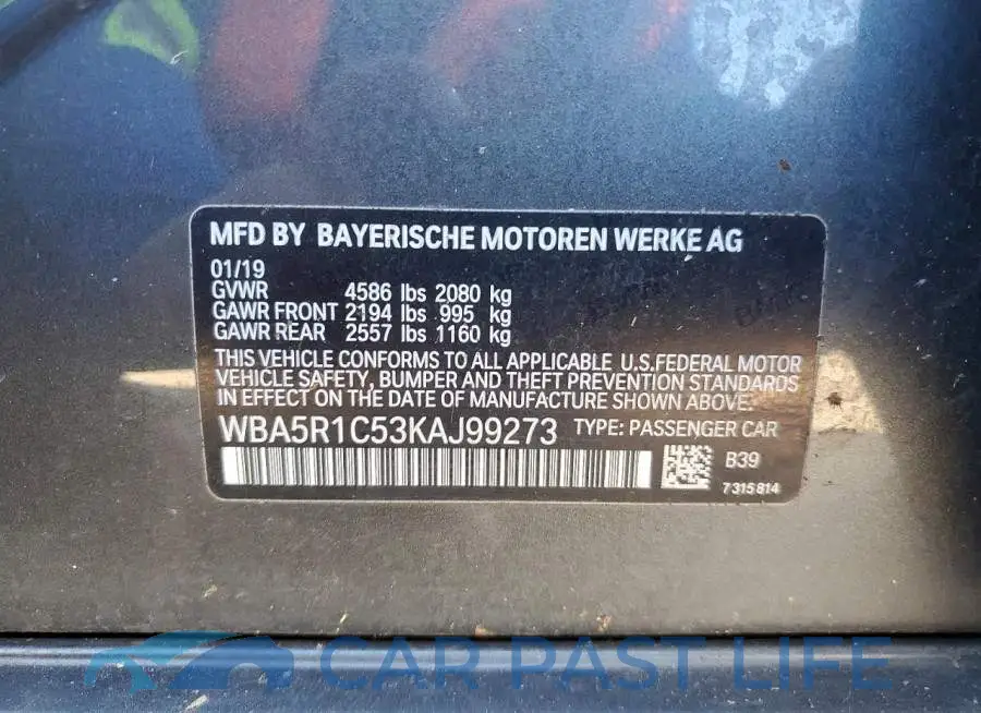 WBA5R1C53KAJ99273# 12