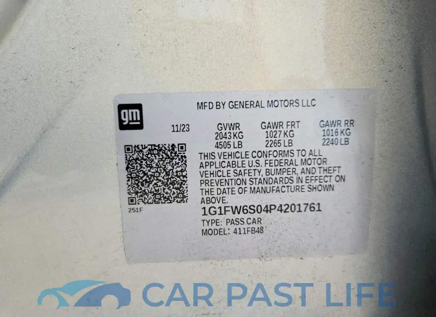 1G1FW6S04P4201761# 12