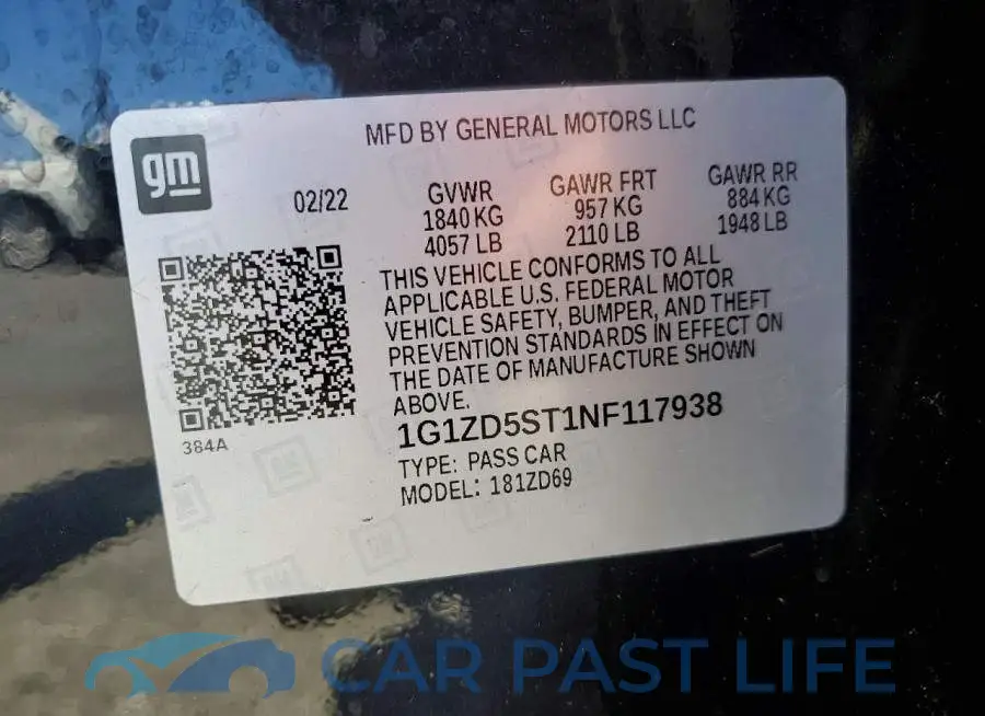 1G1ZD5ST1NF117938# 12