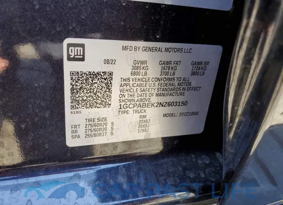 1GCPABEK2NZ603150# 12