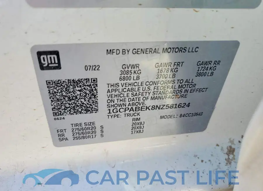 1GCPABEK8NZ581624# 13