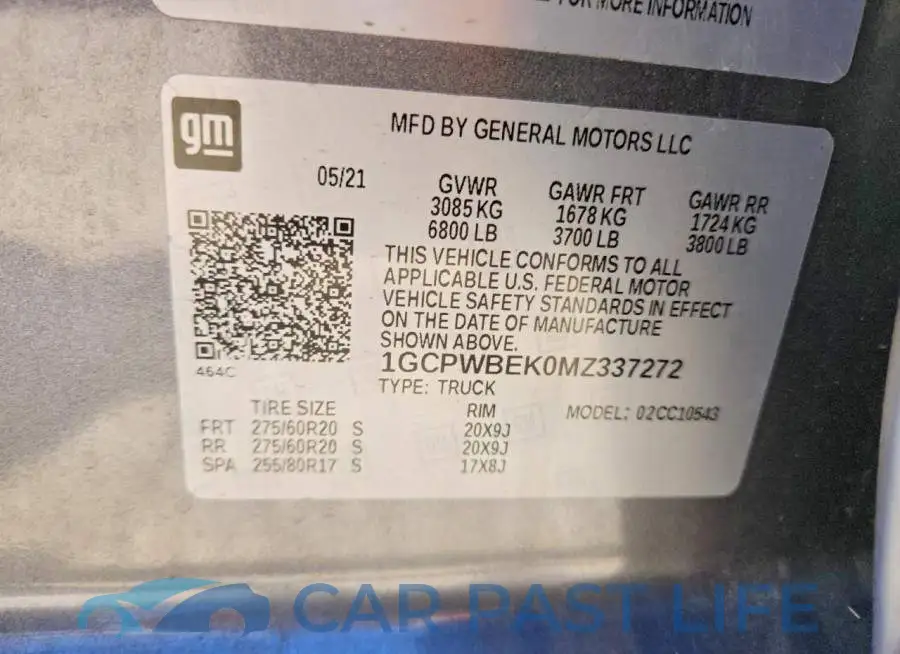 1GCPWBEK0MZ337272# 12
