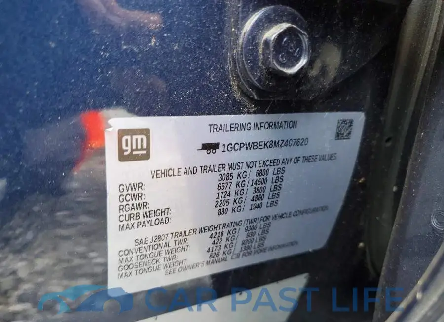 1GCPWBEK8MZ407620# 12