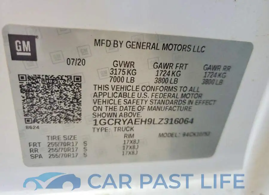 1GCRYAEH9LZ316064# 12