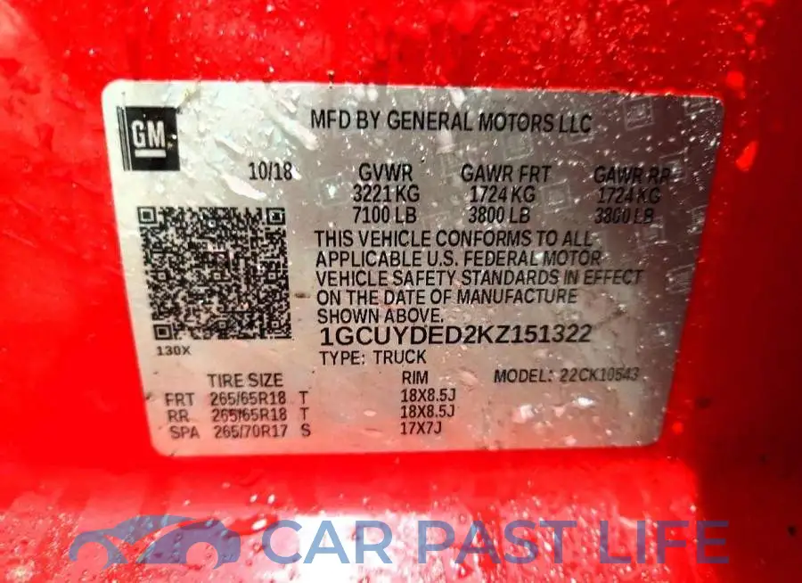 1GCUYDED2KZ151322# 12