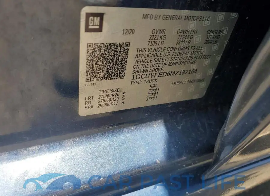 1GCUYEED6MZ187104# 12