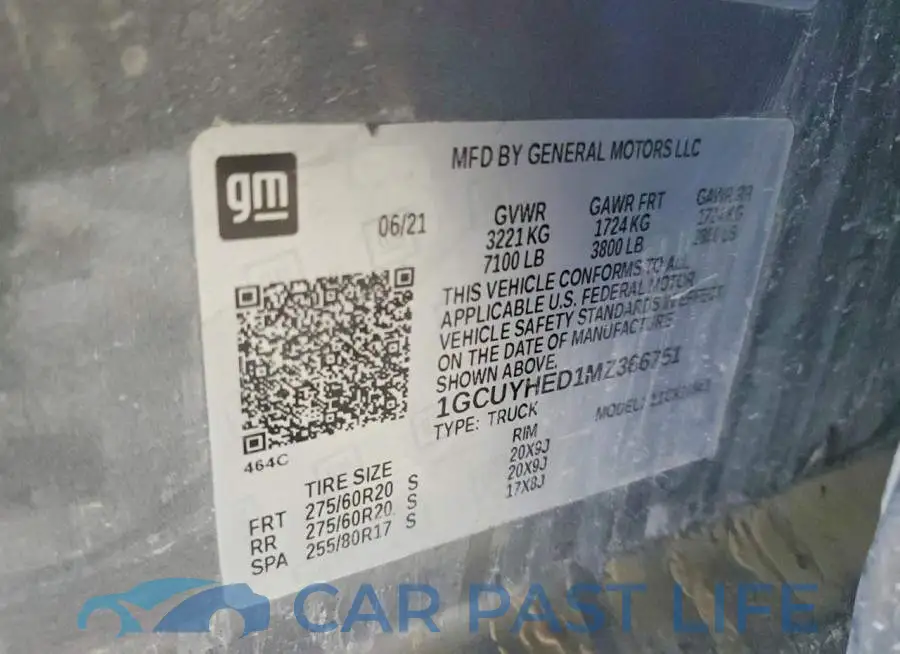 1GCUYHED1MZ366751# 12