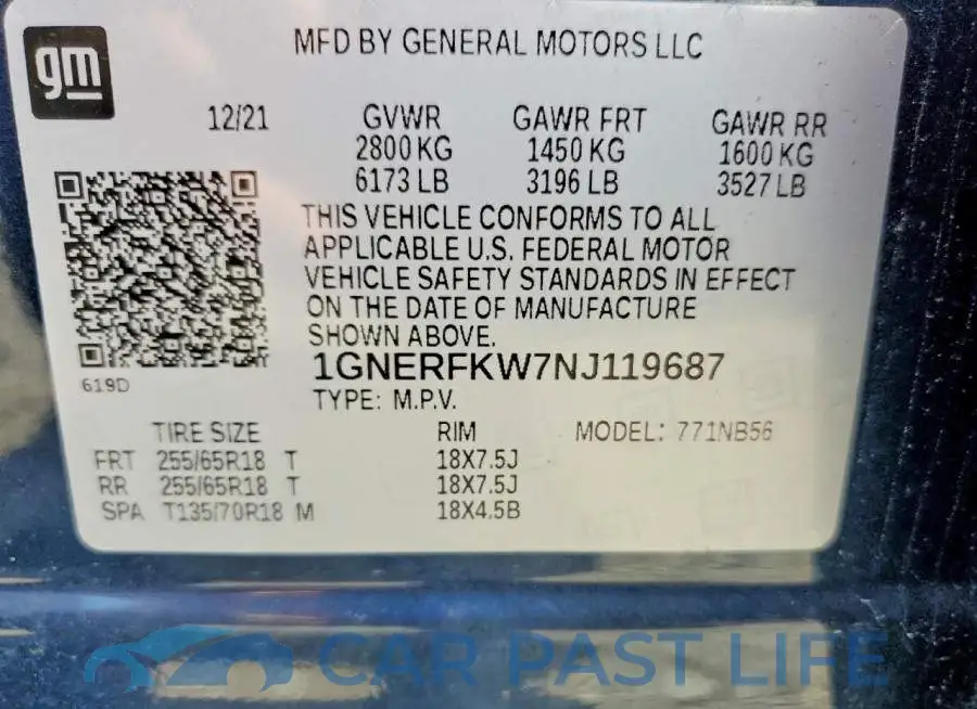 1GNERFKW7NJ119687# 13