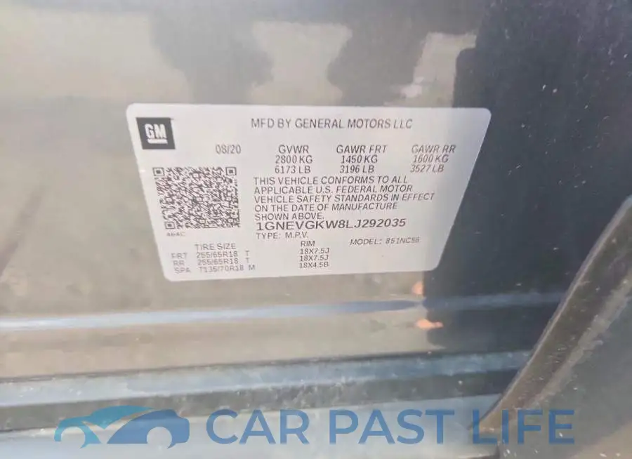 1GNEVGKW8LJ292035# 12
