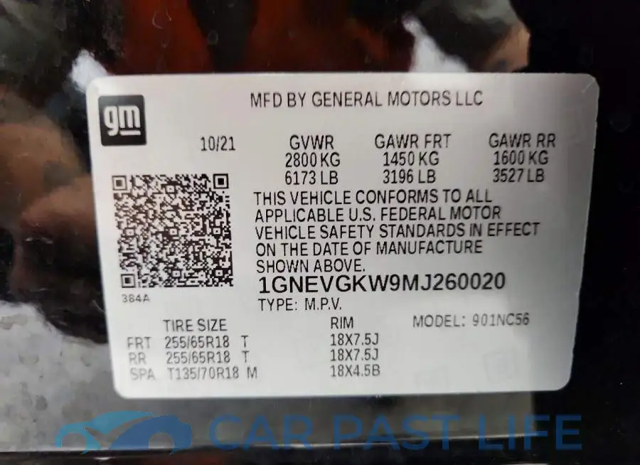 1GNEVGKW9MJ260020# 13
