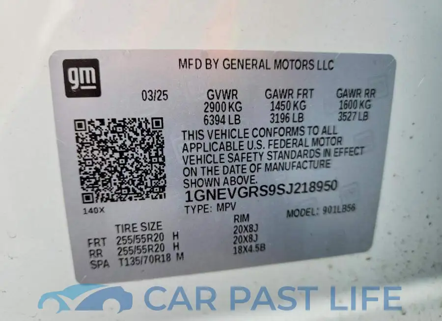 1GNEVGRS9SJ218950# 14