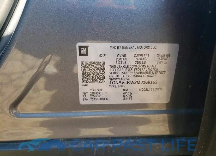 1GNEVLKW2MJ169163# 13