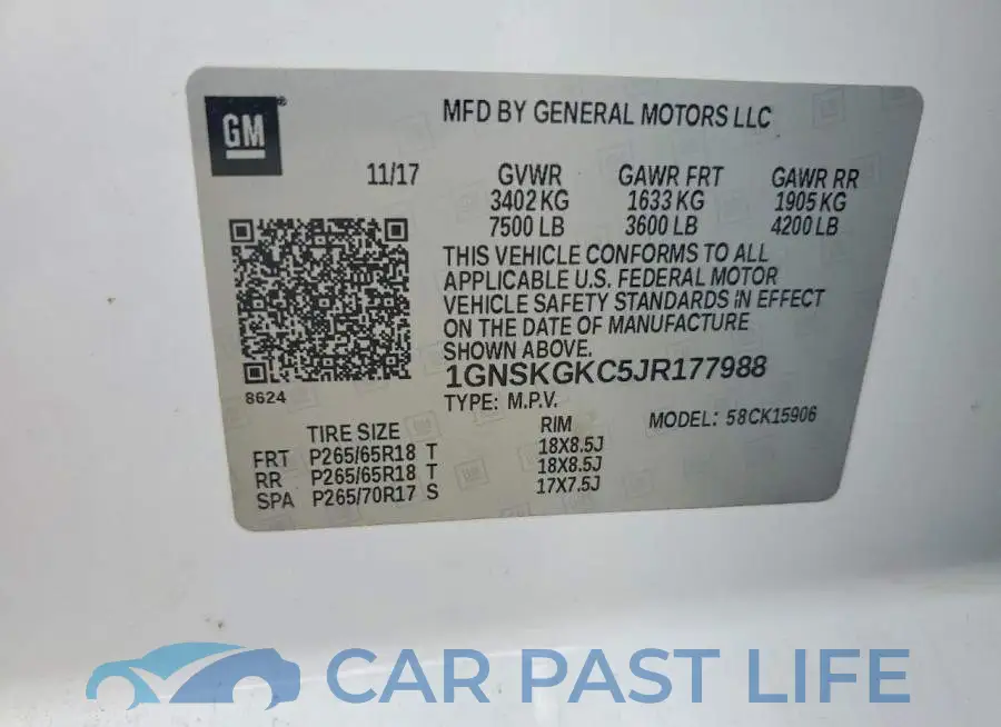 1GNSKGKC5JR177988# 12