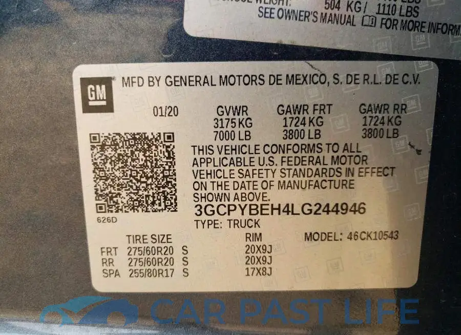 3GCPYBEH4LG244946# 12