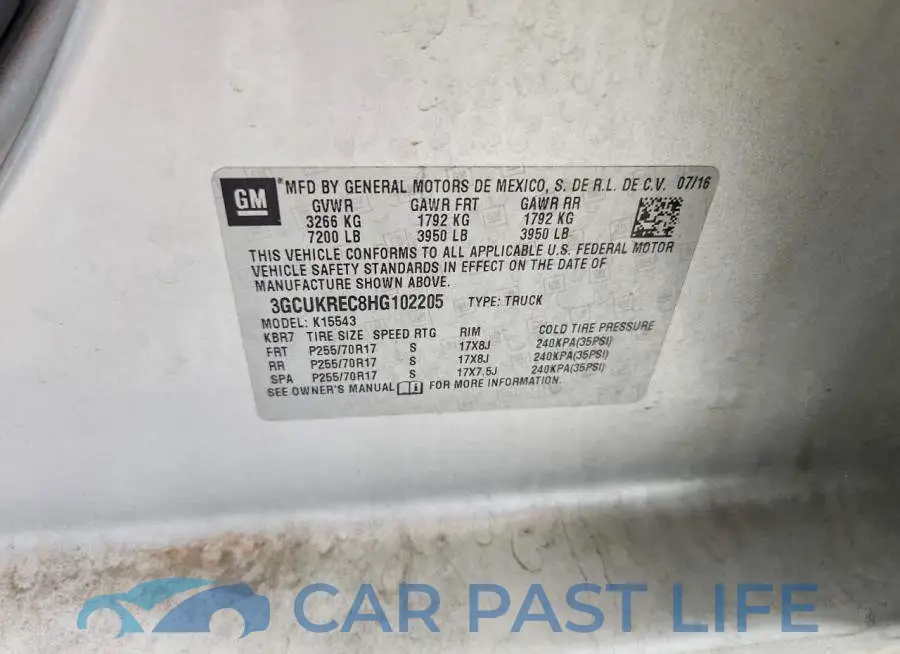 3GCUKREC8HG102205# 12