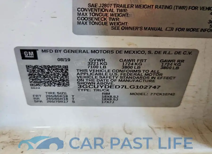 3GCUYDED7LG102747# 12