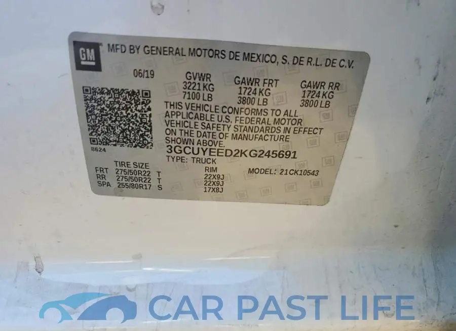 3GCUYEED2KG245691# 12
