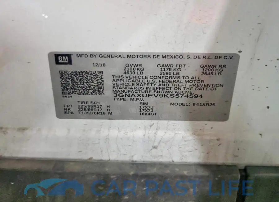 3GNAXUEV9KS574594# 13