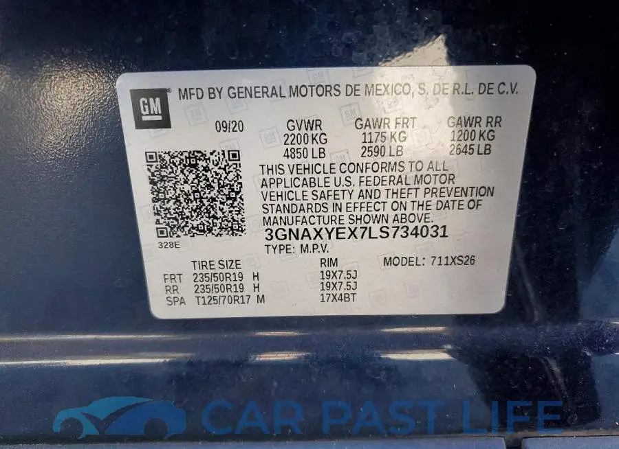 3GNAXYEX7LS734031# 13