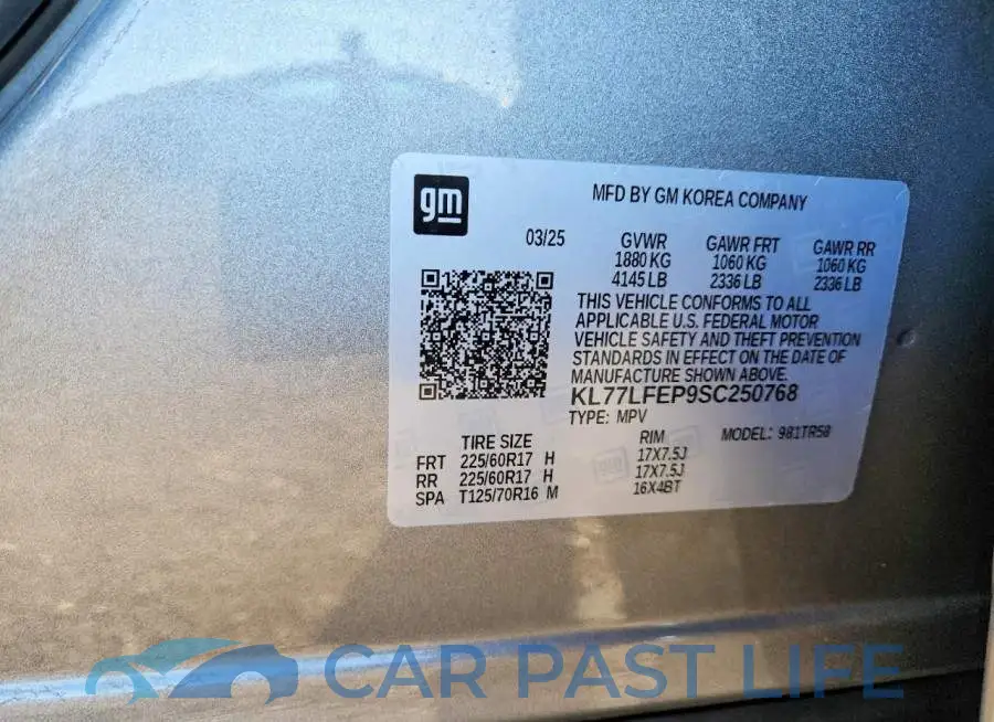 KL77LFEP9SC250768# 13