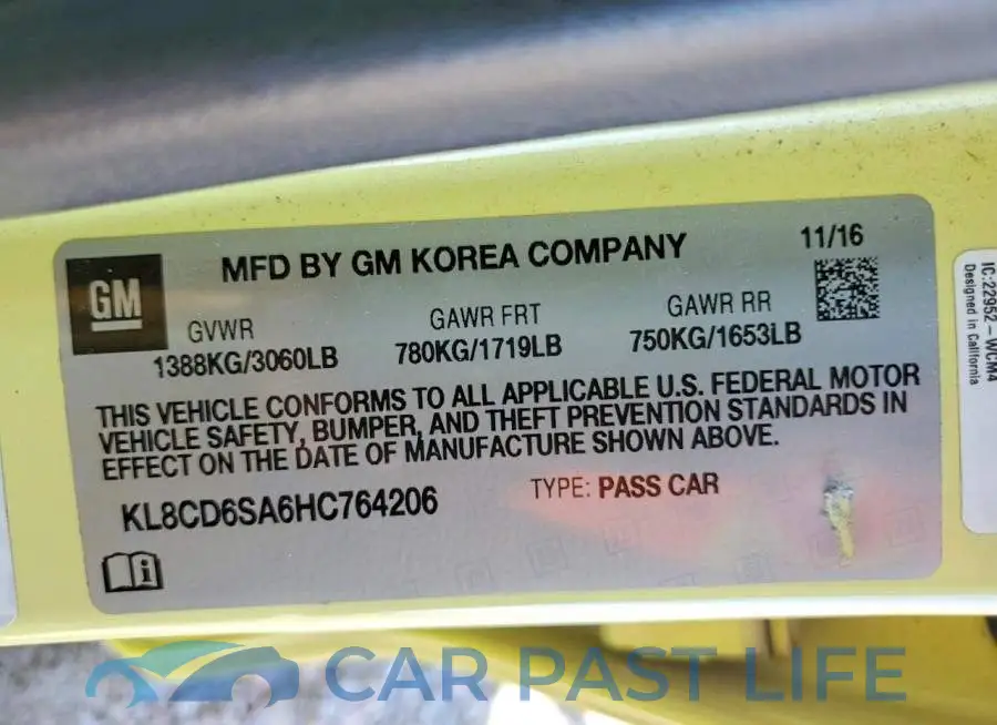 KL8CD6SA6HC764206# 12