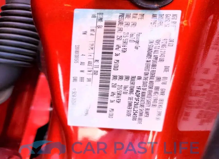 1FADP3F29JL254500# 12