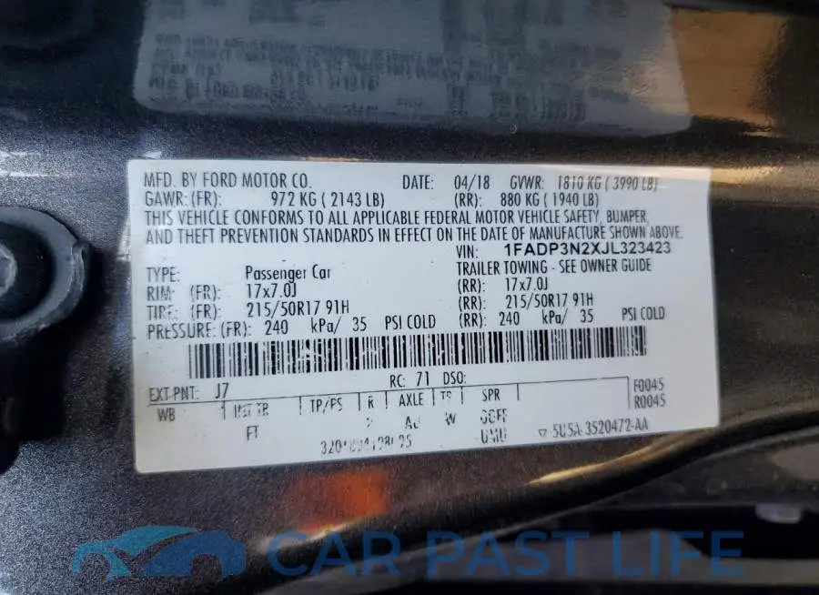 1FADP3N2XJL323423# 12