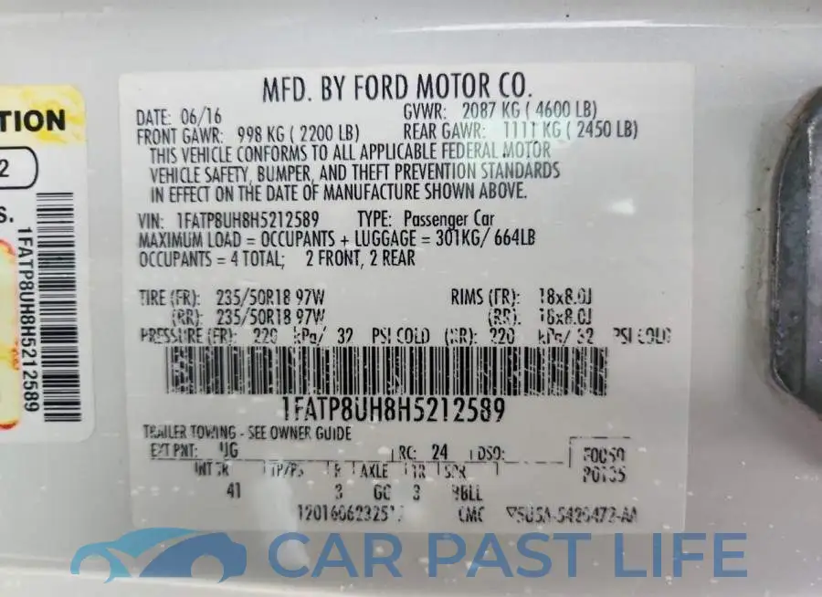 1FATP8UH8H5212589# 13