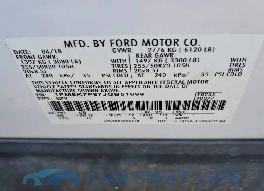 1FM5K7F87JGB51699# 14