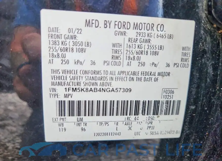 1FM5K8AB4NGA57309# 14