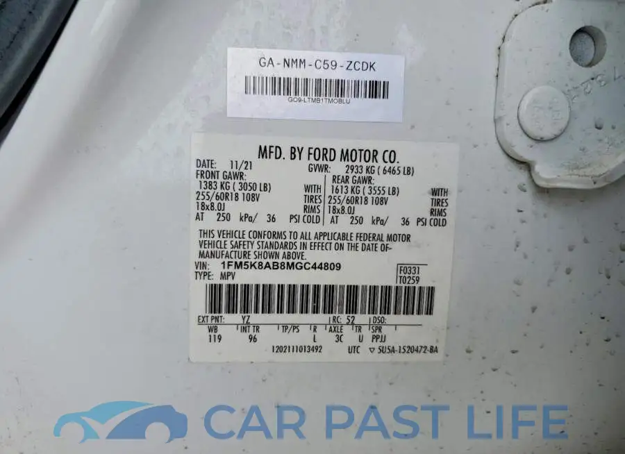 1FM5K8AB8MGC44809# 13