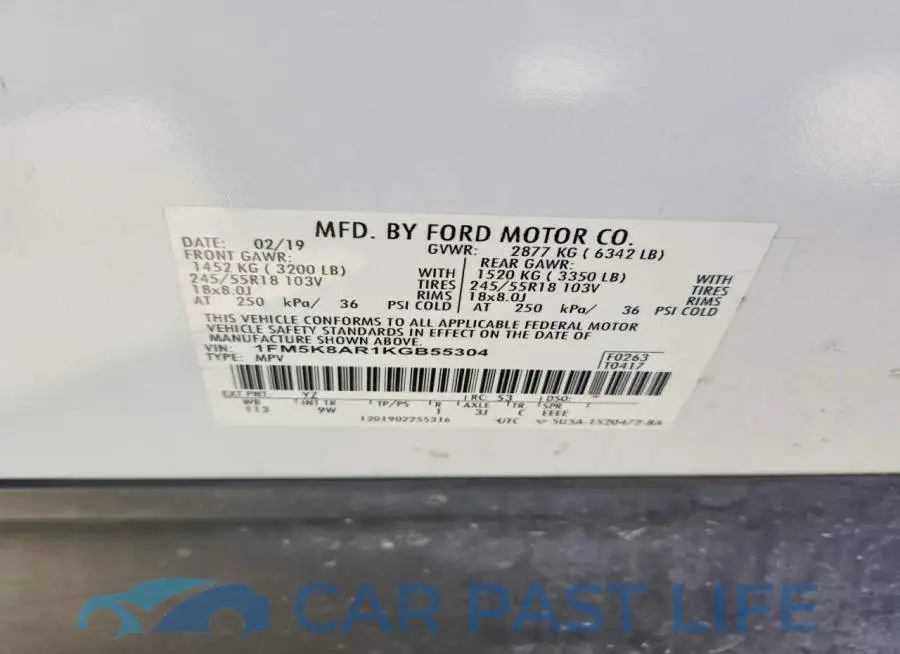 1FM5K8AR1KGB55304# 10