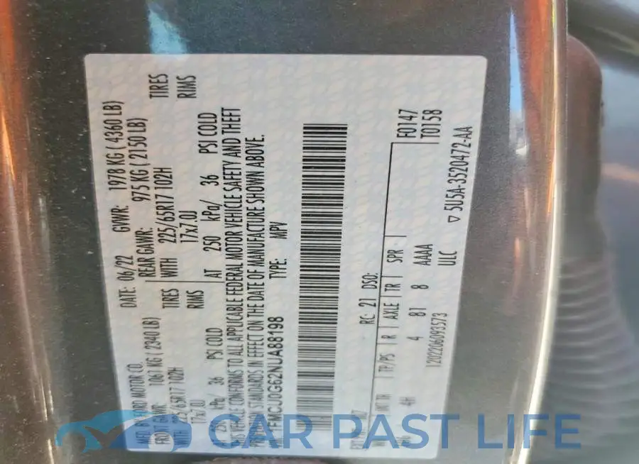 1FMCU0G62NUA88198# 13