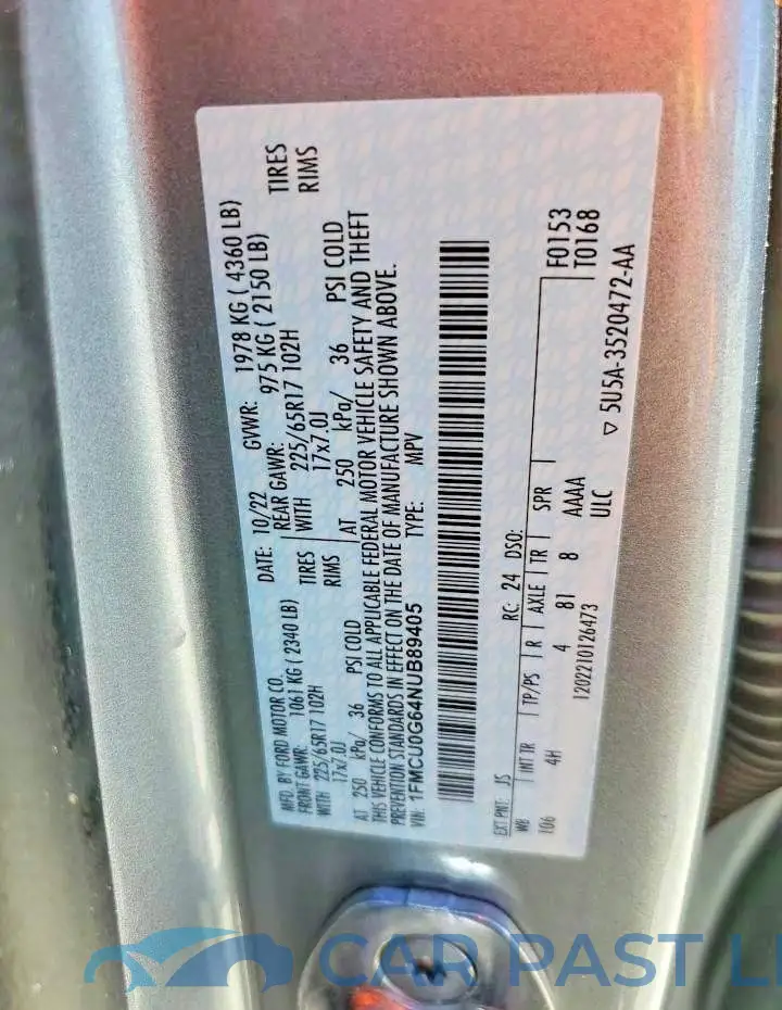 1FMCU0G64NUB89405# 13