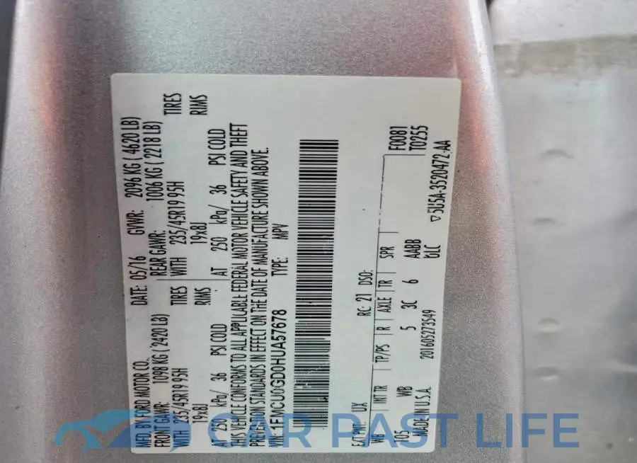 1FMCU0GD0HUA57678# 13
