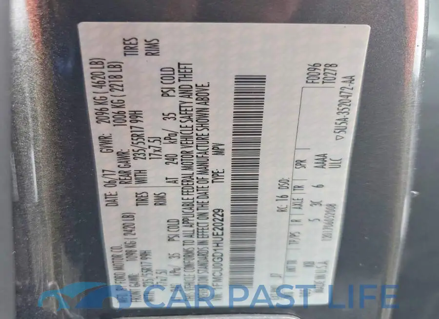 1FMCU0GD1HUE20229# 13